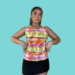 Vintage 90s/Y2K Floral Colorful Top